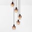 Designer pendant lamp Palaio 5-light with ombre glass in brown