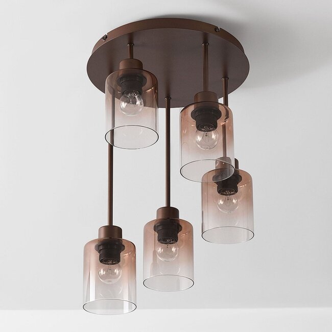 Ceiling light Leria 5-light with ombre glass - brown