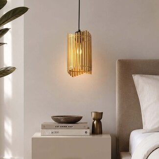 pendant light Tablon - wavy slatted shade in gold
