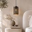 pendant light Tablon - black with wavy slatted design