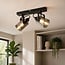 2-light ceiling light Ryan with smoked grey glass - black