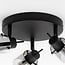 3-light industrial ceiling spotlight Chicago - matt black and smoked