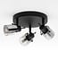 3-light industrial ceiling spotlight Chicago - matt black and smoked