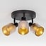 3-light ceiling spotlight Jersey in matte-black with smoked grey glass