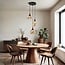 Loua 3-light pendant light - amber glass and wood effect