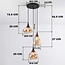 Pendant lamp with Amber glass and dark wood effect, 3-light - Loua