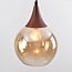 Loua 3-light pendant light - amber glass and wood effect