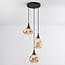 Loua 3-light pendant light - amber glass and wood effect