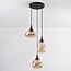 Loua 3-light pendant light - amber glass and wood effect