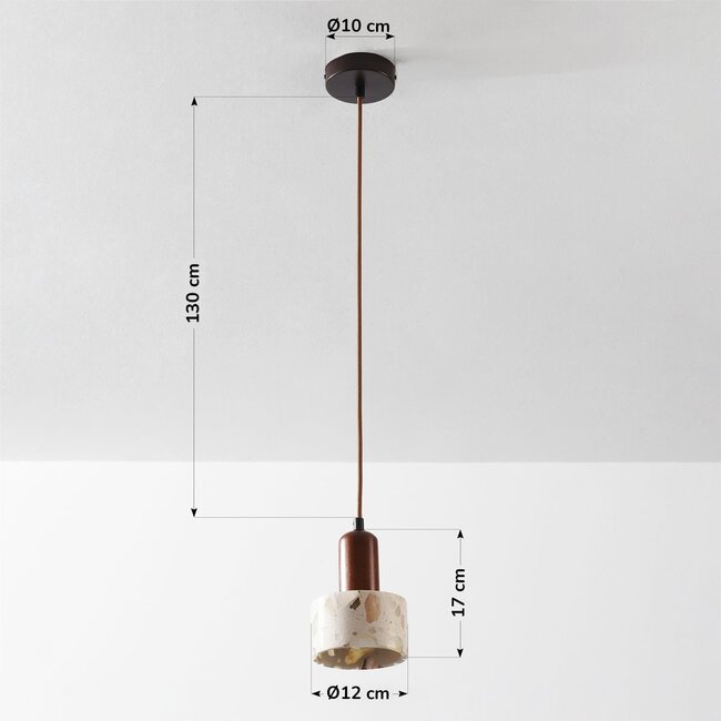 Lito Pendant Light with Terrazzo Effect and Wood