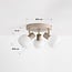 Ceiling lamp Natasja with 3 adjustable ribbed opal-white glass globes in sand beige