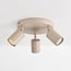 3-light adjustable ceiling lamp Bruna with ribbed shades in beige