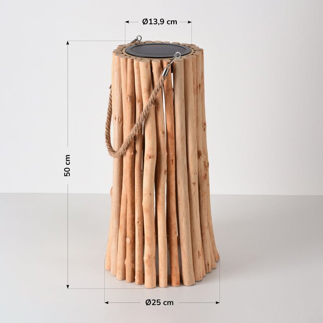 Solar table lamp Carola in wood with handle - Dimmable