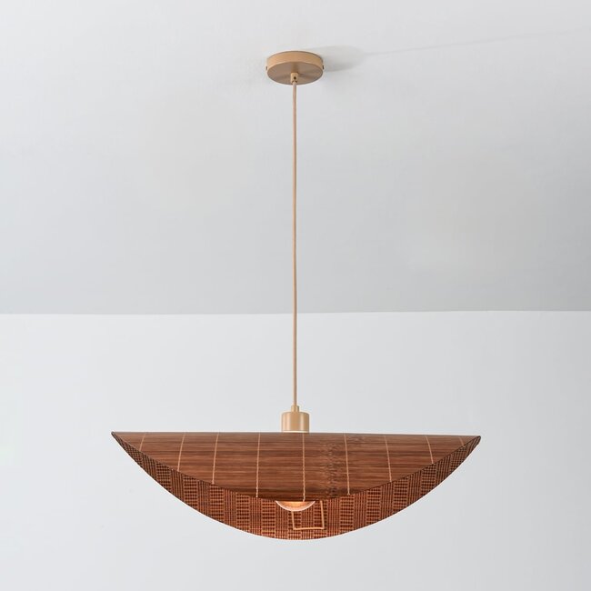 Roses pendant light with woven bamboo - brown