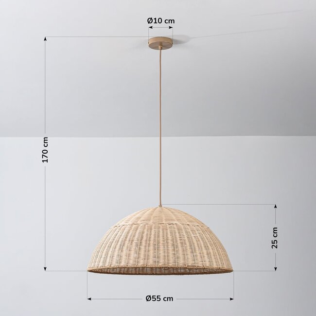 Pendant light Norinda with woven rattan - natural