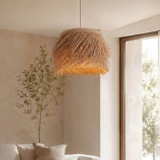 Pendant light Katrien with playful rattan shade - natural