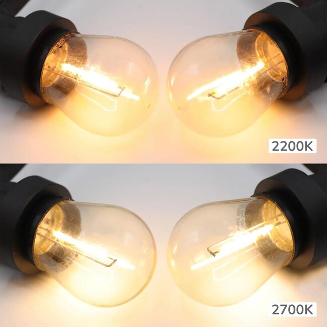 Festoon light set with 1W LED filament bulbs