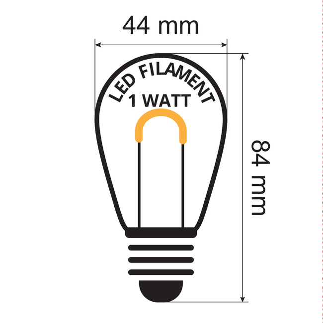 Festoon light set with 0.6W U-shaped LED filament bulbs