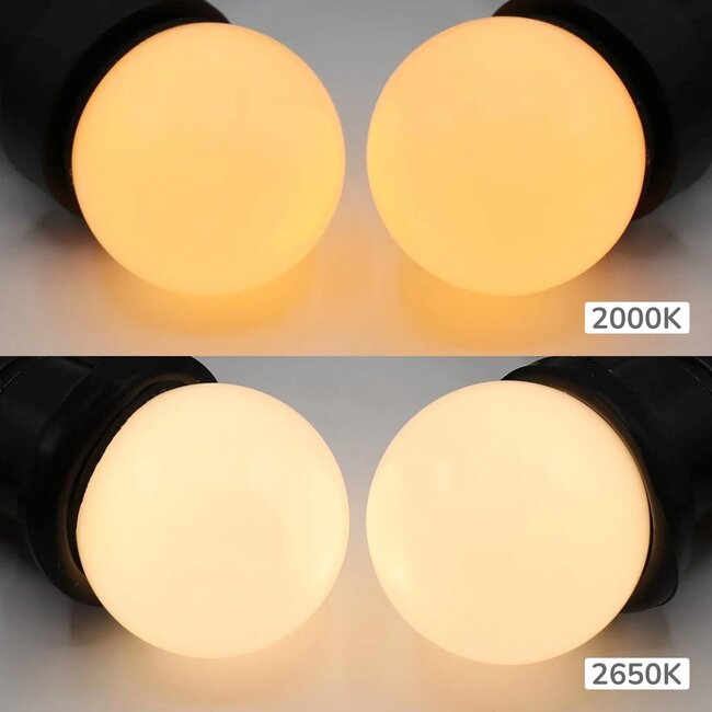Festoon light set with 1W LED bulbs with opal-white covers