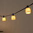 Festoon set including shades in sand beige rattan look with 1W LED bulbs