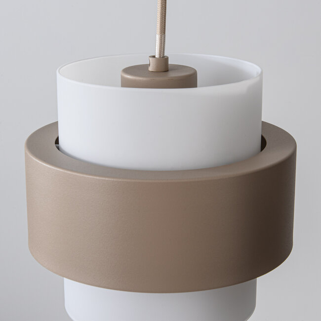Pendant light Klari beige with opal white glass, 3-light