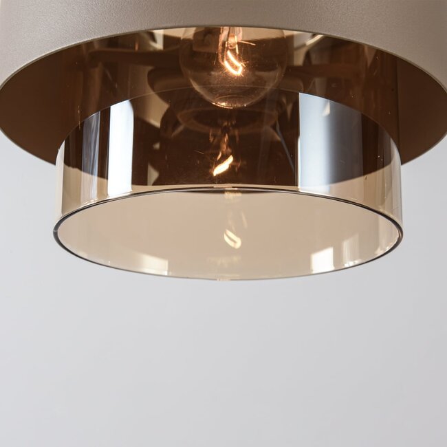 Pendant light Kodi beige with amber glass, 3-light