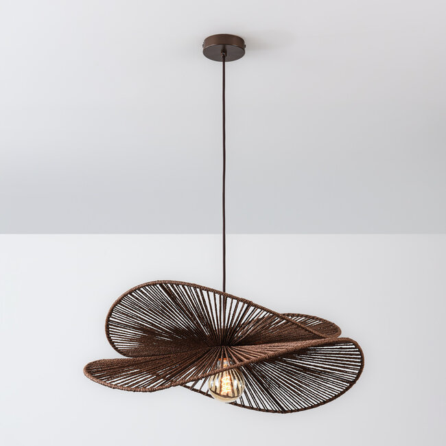 Janah pendant light with hand-woven paper shades – brown