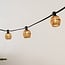 Festoon shade with a rattan look in mottled yellow and brown