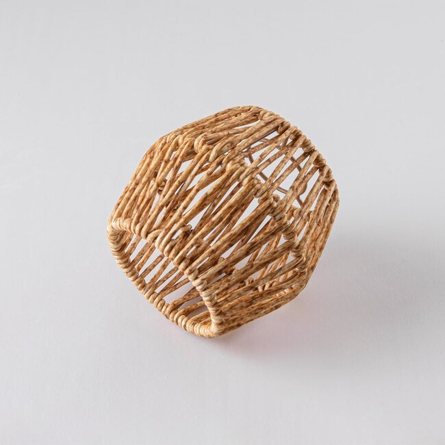 Festoon shade with a rattan look in mottled yellow and brown