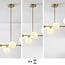6-light designer ceiling light Aster - gold and frosted glass