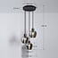 3-light designer pendant light Kansas - smoked glass