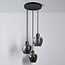 3-light designer pendant light Kansas - smoked glass