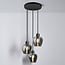3-light designer pendant light Kansas - smoked glass