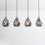 4-light pendant light Faliste - black with smoked glass