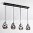 4-light pendant light Faliste - black with smoked glass