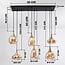 Loic 6-light pendant light - gold with amber glass