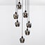 7-light pendant light Hollister - black with smoked grey glass