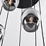 7-light pendant light Hollister - black with smoked grey glass