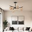 6-light ceiling light Venezia - black with amber glass
