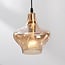 4-light retro pendant light Maracas - black with amber glass