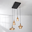 4-light retro pendant light Maracas - black with amber glass
