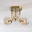 3-light ceiling lamp Elora brass with cognac glass