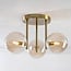 Elora 3-light ceiling light - brass with cognac glass