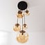 pendant light Marui with five amber glass globes and gold details