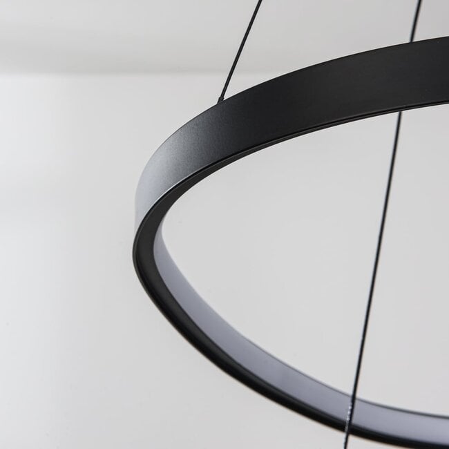 3-step dimmable pendant light Nivara - double LED rings in black