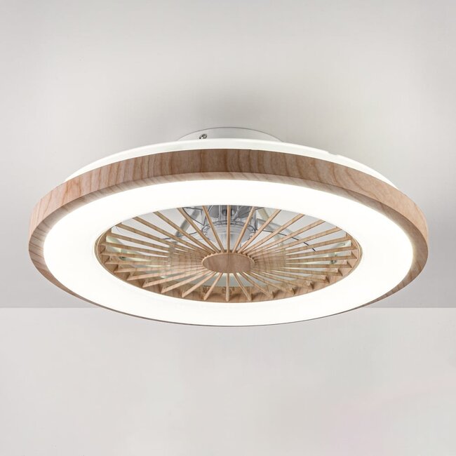 Ceiling fan with adjustable colour temperature and wood effect Star effect - Starry