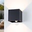 Outdoor wall light Nora with sensor - black with integrated LED