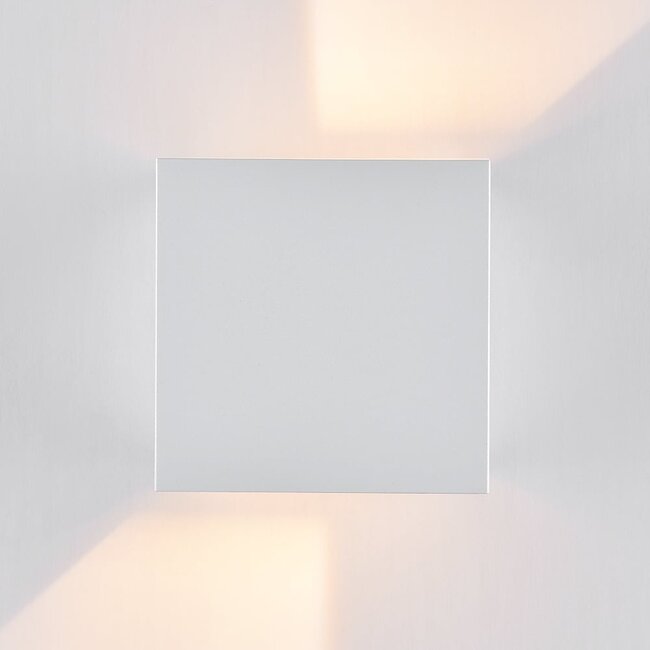 Square outdoor wall light Oliver - white with integrated LED