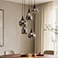 Loua 5-light pendant light - black with smoked glass