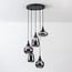 Loua 5-light pendant light - black with smoked glass